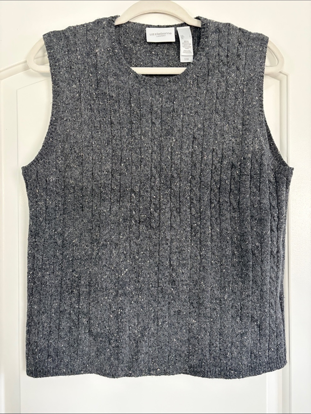 Liz Claiborne Charcoal silk Angora‎ Blend Speckled Sleeveless Knit Top